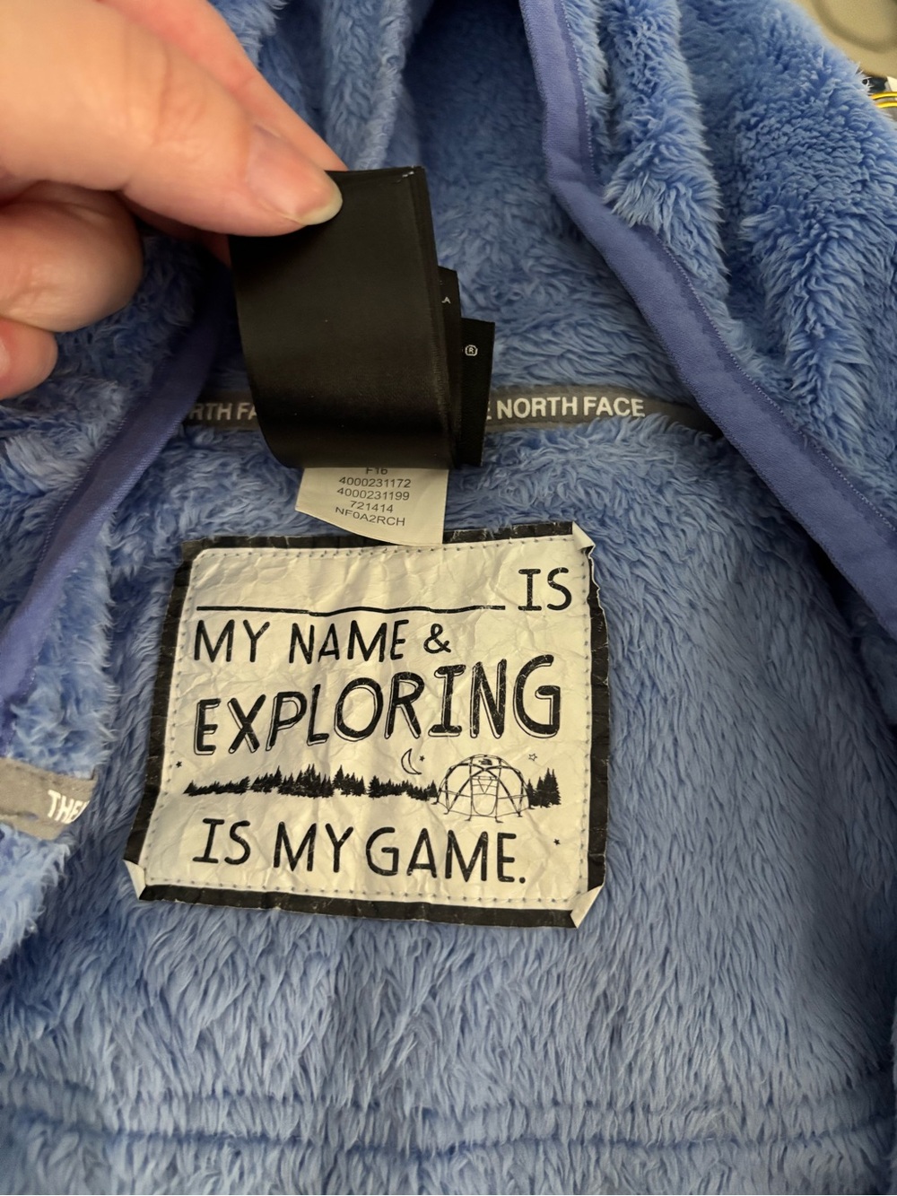 The North Face OSO Jacket Girls Youth Hooded Sherpa Size Medium 10/12 Periwinkle - Picture 10 of 10
